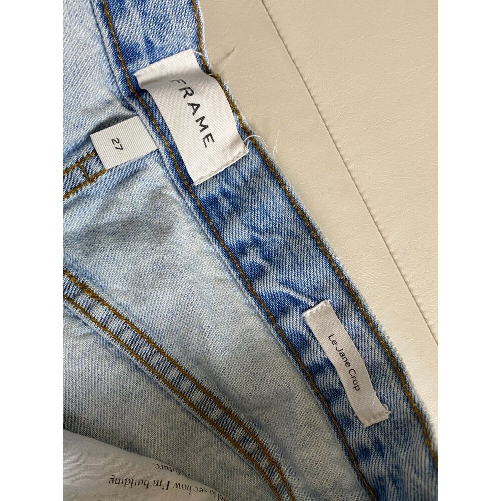 💜 Frame Women's Le Jane Crop Jeans Light Wash Distressed Denim 27 Straight - Picture 5 of 16